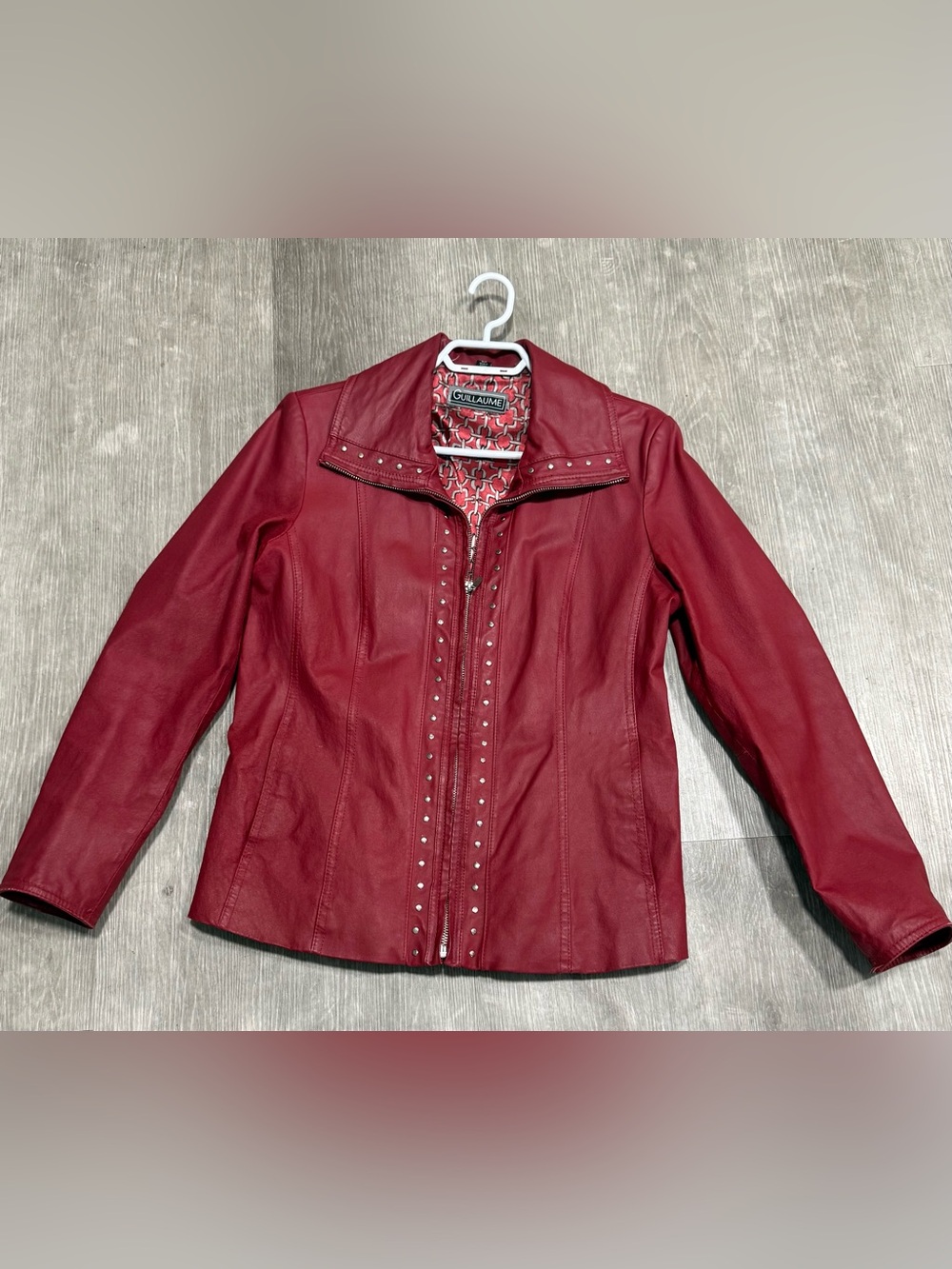 Giani Bernini Burgundy Faux Leather Stud-Trim Jacket
